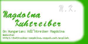 magdolna kuhtreiber business card
